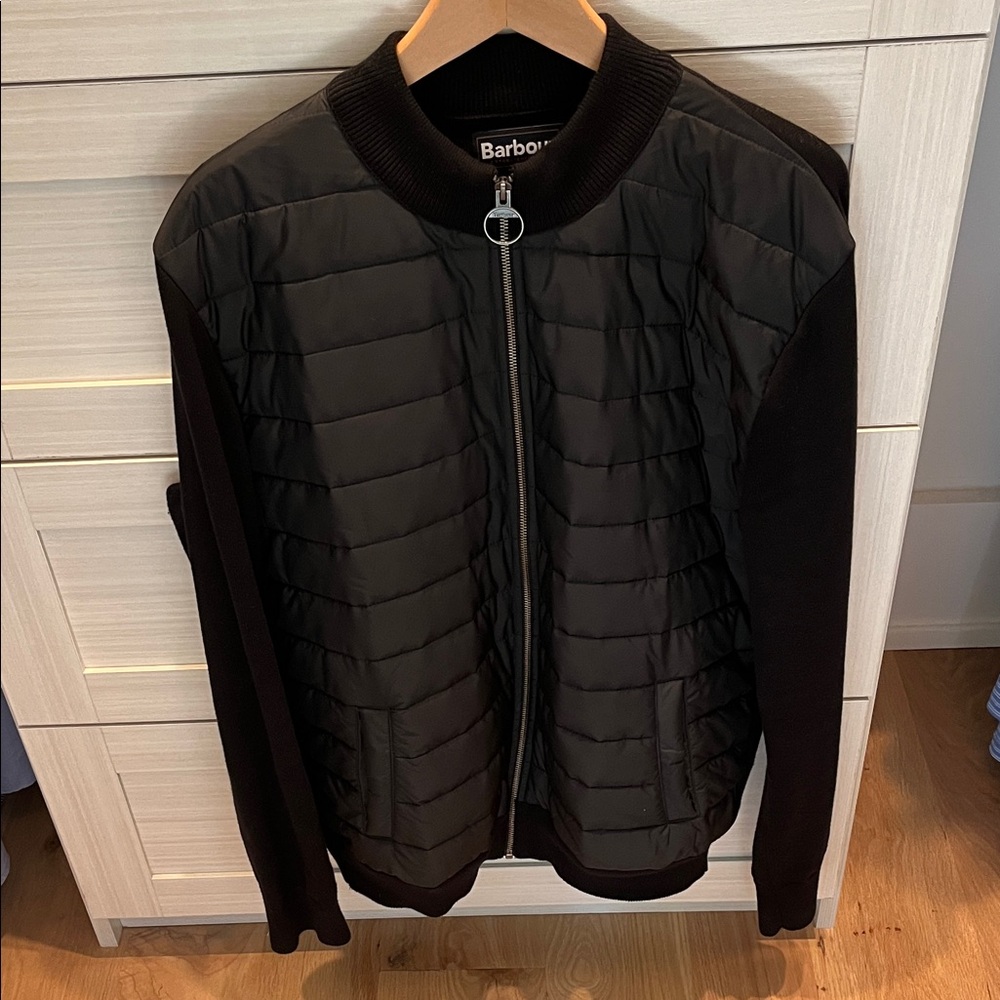 Barbour Mens Essential Carn Quilted Jumper Size XL BLACK nwot